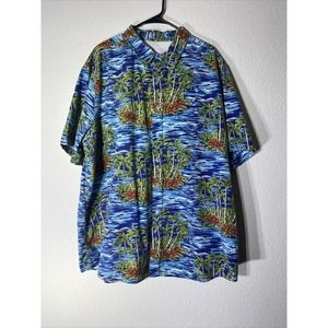 Mens King Size Hawaiian Island Shirt 3XL Bright Tropical Scene